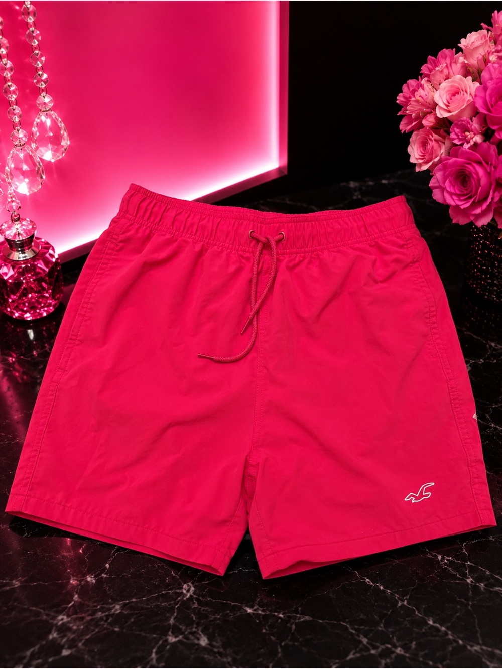 Hollister Red Drawstring Waist Shorts